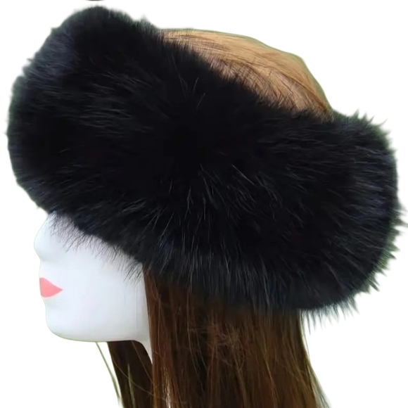 Accessories - Winter Fox Fur Headband, Plush Stretch EAR WARMERS MUFFS white or black…